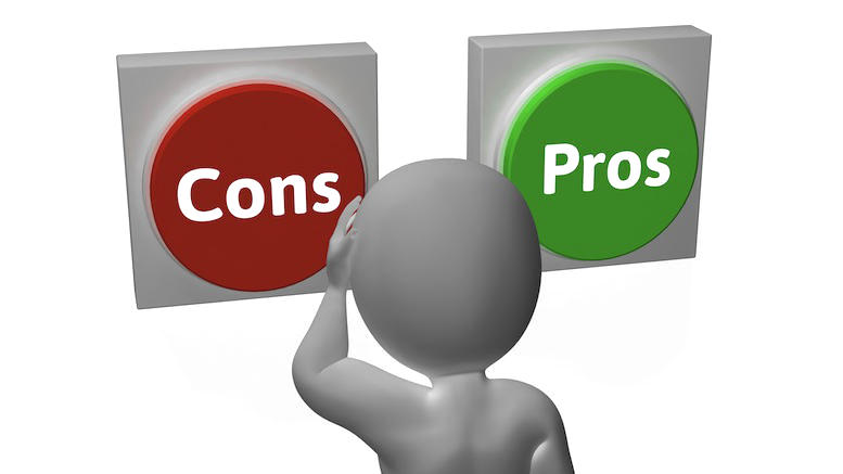 Cons Pros Buttons Showing Decisions Or Debate