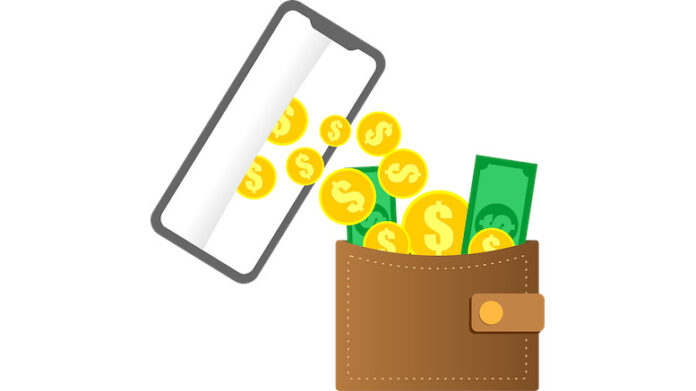 mobile-money-cash-pour-fall-shake-wallet